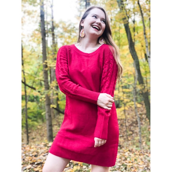 Lularoe Lauren Sweater Dress Red 